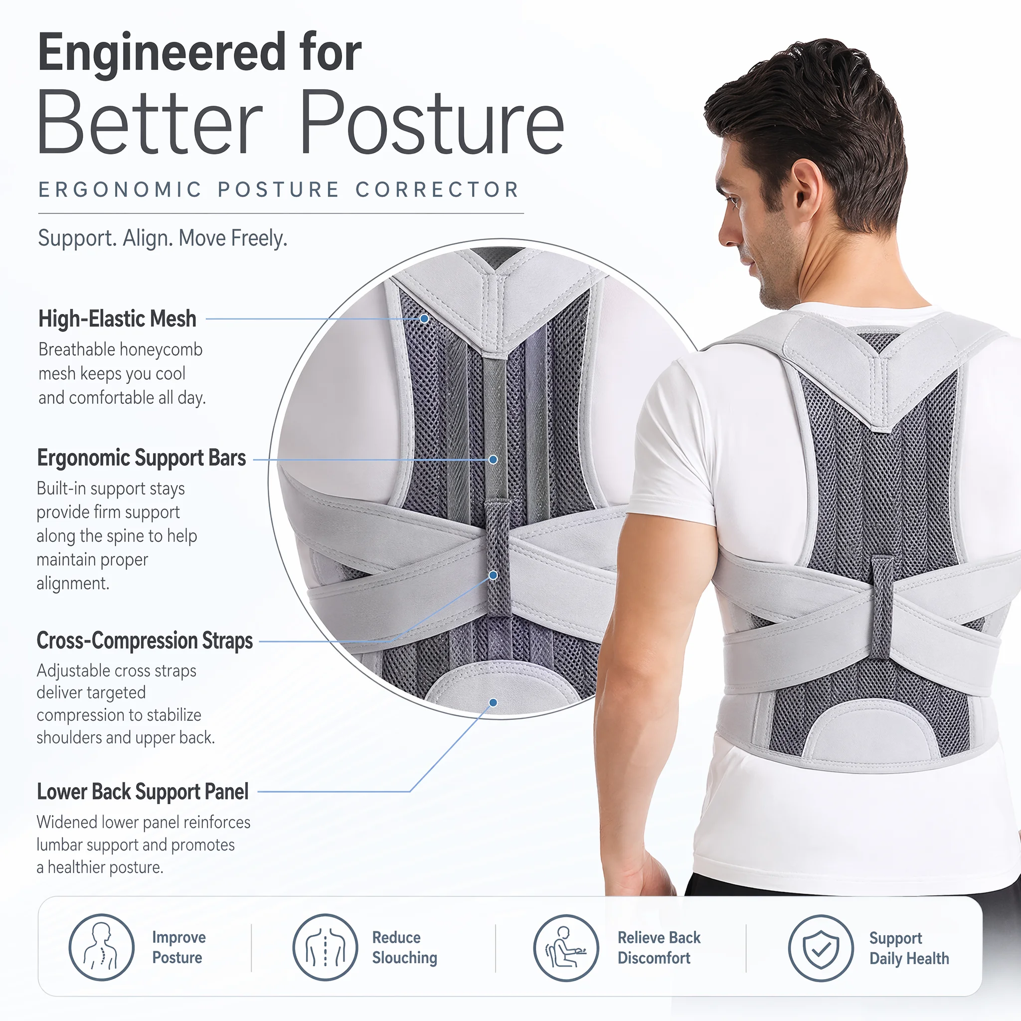 สายรัดพยุงหลังแบบใหม่ สำหรับแก - Posture Corrector Back บทวิจารณ์และราคา