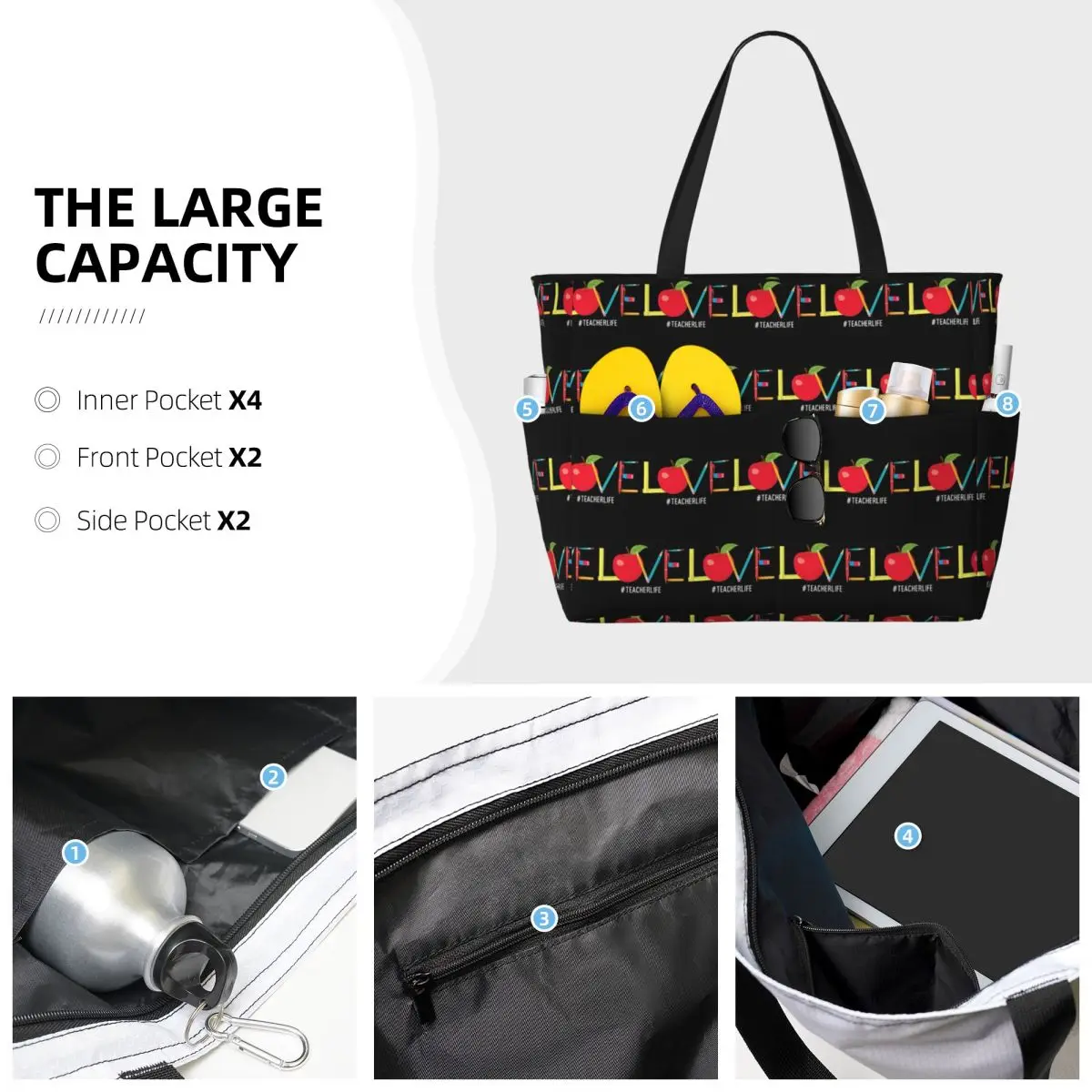 กระเป๋าโท้ทลาย Love Teacher Li - Yoga Fitness Apple บทวิจารณ์และราคา